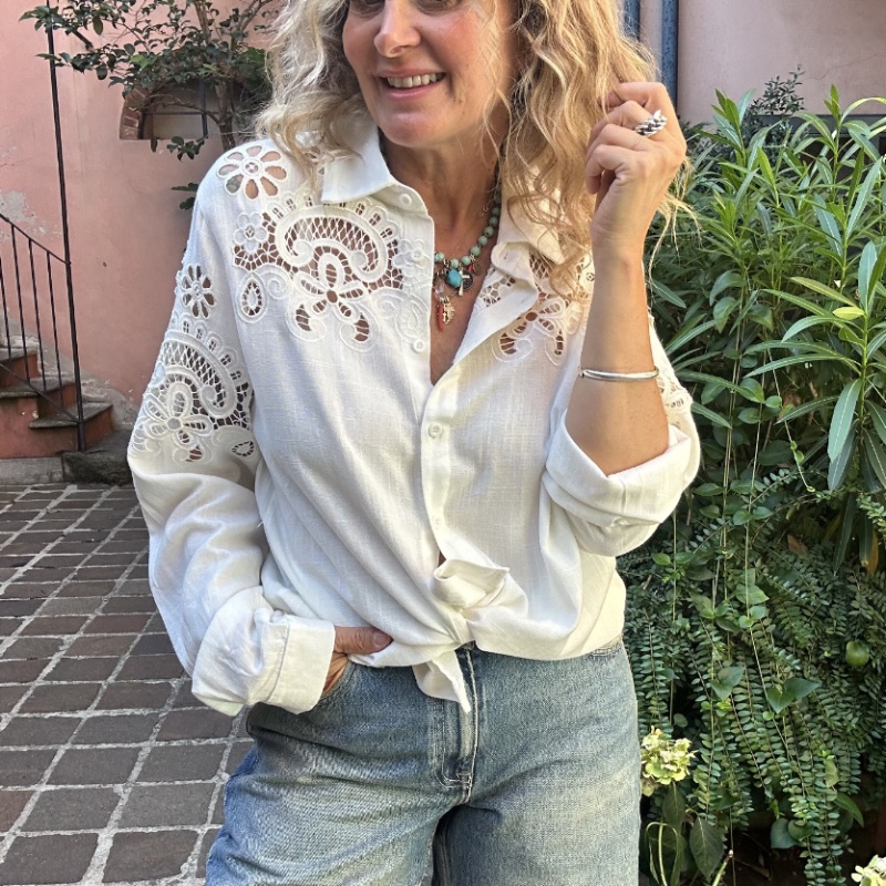 NUMERO155 CAMICIA SMERALDO BIANCO