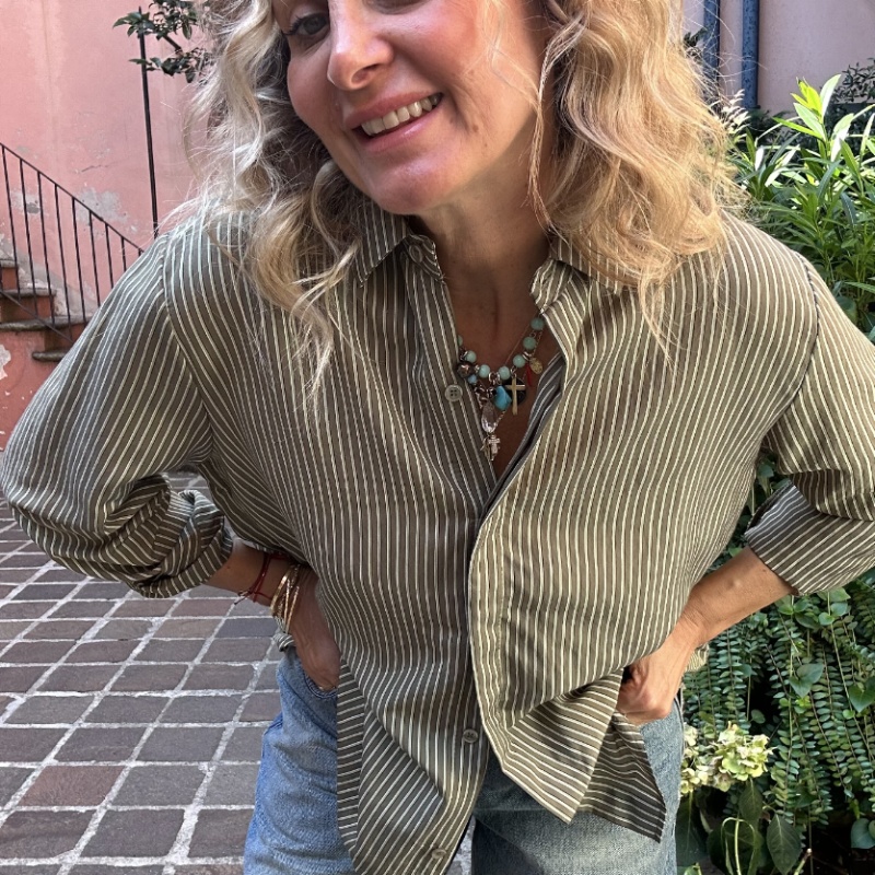 NUMERO155 CAMICIA STRIPES VERDE