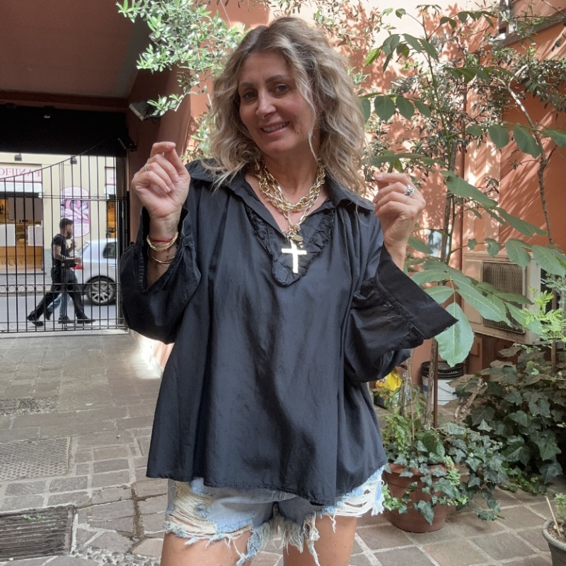 NUMERO155 CAMICIA MUSSOLA NERO
