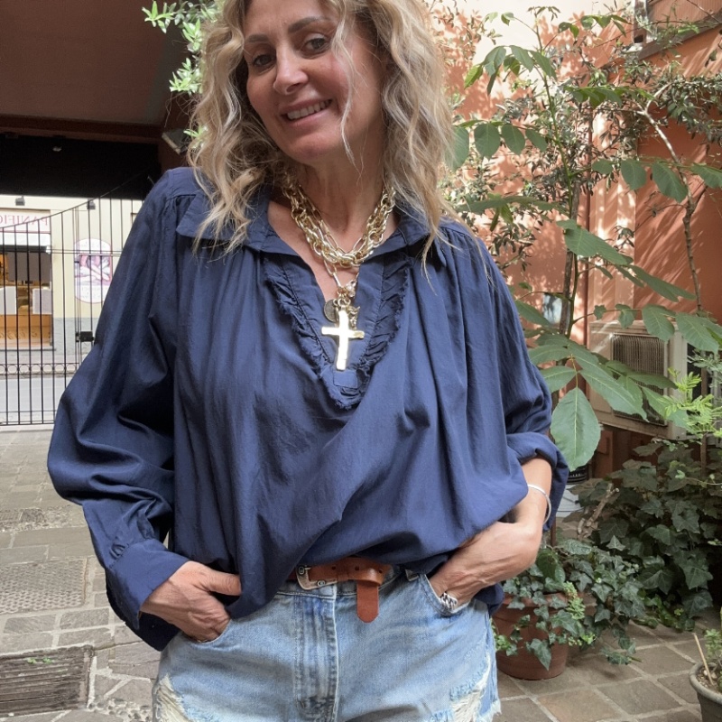 NUMERO155 CAMICIA MUSSOLA BLU