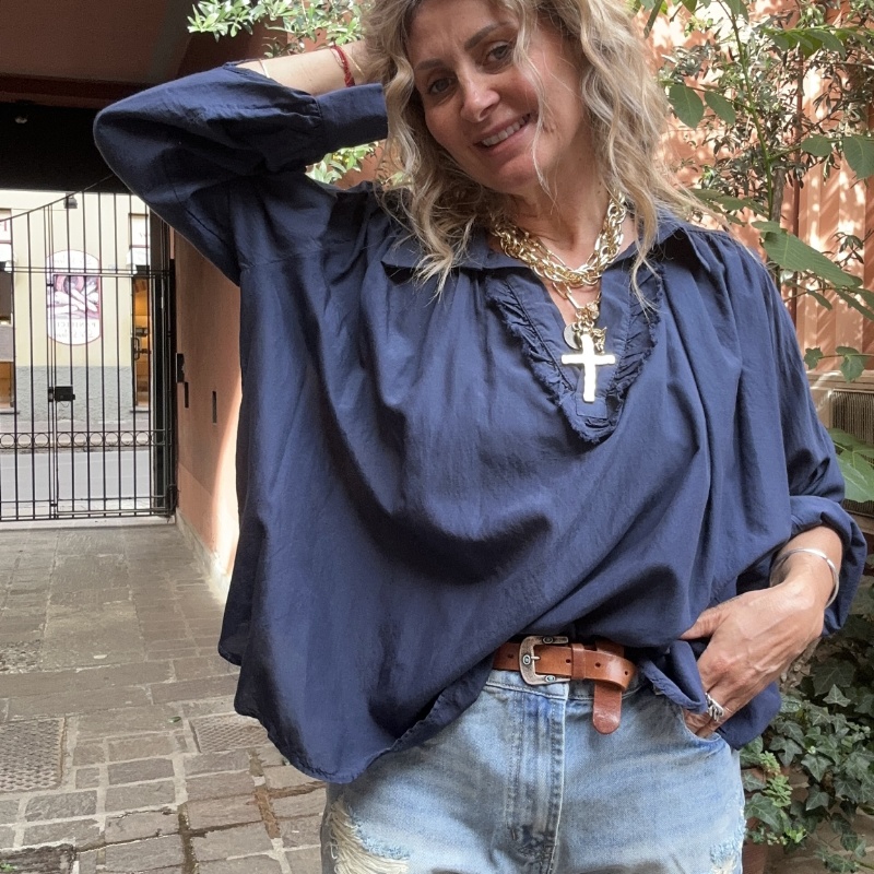 NUMERO155 CAMICIA MUSSOLA BLU