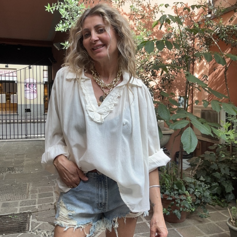 NUMERO155 CAMICIA MUSSOLA LATTE
